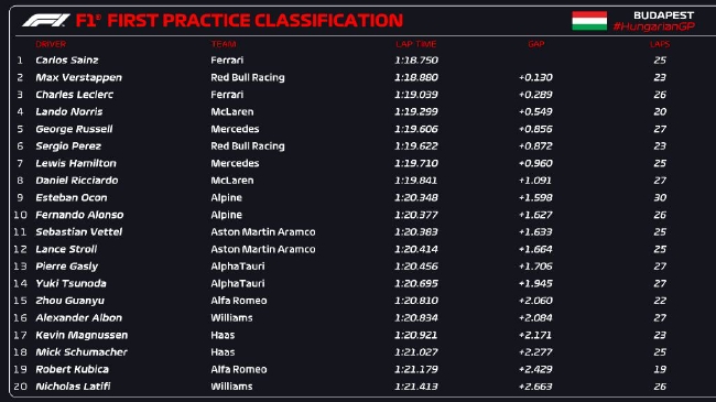 F1匈牙利大奖赛第1次练习赛：小塞恩斯圈速头名 (http://www.paipi.cn/) 体育 第2张