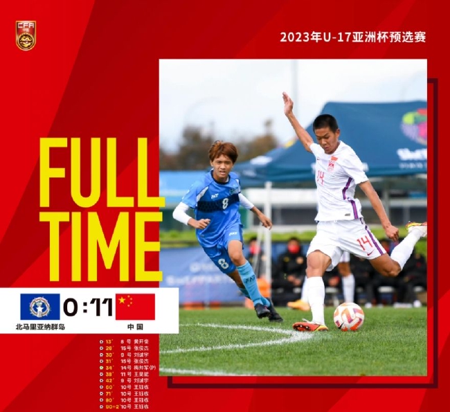 U17亚预赛-王钰栋大四喜 U17国足11-0北马里亚纳 (http://www.paipi.cn/) 体育 第1张