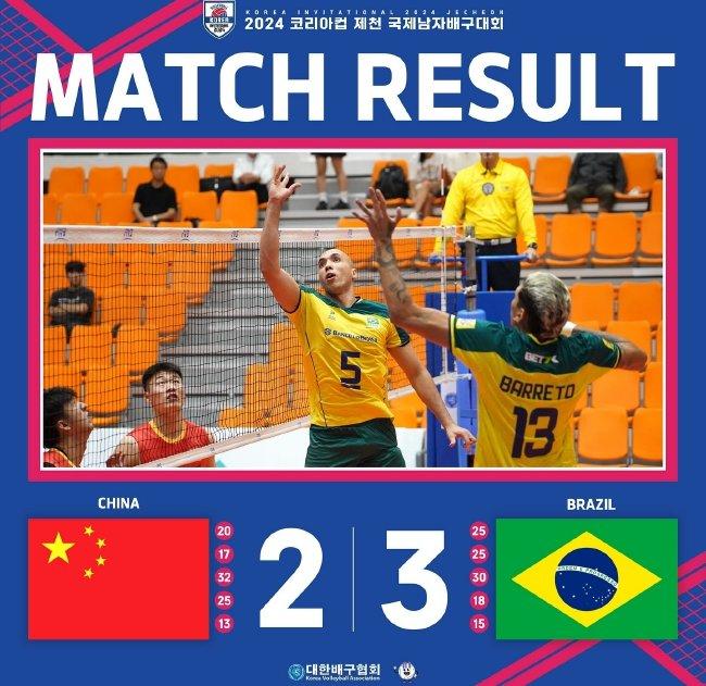 韩国杯中国男排2-3负巴西首遭败绩 主攻李磊伤退